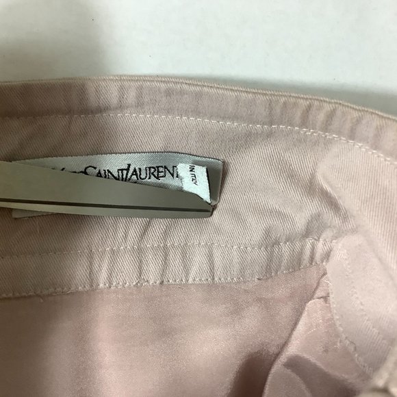Vintage Y2K, 00s Yves Saint Laurent Rive Gauche Pink Beige Ruffle Pencil Skirt - Picture 10 of 12